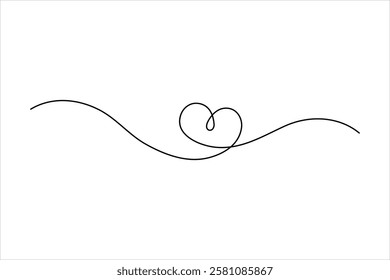 Continuous one line art drawing love hand drawn vector illustration heart valentine's day
