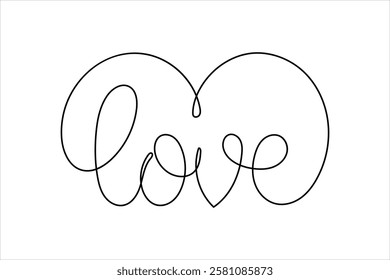 Continuous one line art drawing love hand drawn vector illustration heart valentine's day
