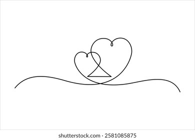 Continuous one line art drawing love hand drawn vector illustration heart valentine's day
