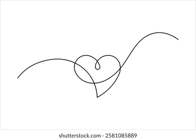 Continuous one line art drawing love hand drawn vector illustration heart valentine's day
