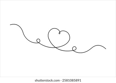 Continuous one line art drawing love hand drawn vector illustration heart valentine's day
