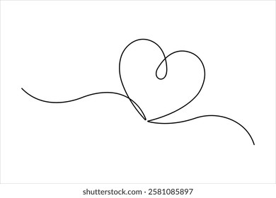 Continuous one line art drawing love hand drawn vector illustration heart valentine's day
