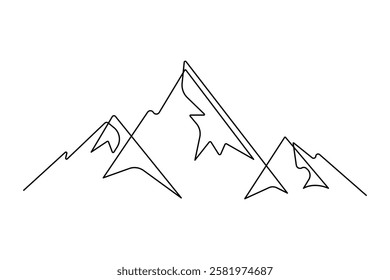 Continuous one line art drawing of mount vector illustration design
