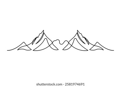 Continuous one line art drawing of mount vector illustration design