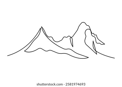 Continuous one line art drawing of mount vector illustration design