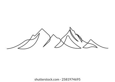 Continuous one line art drawing of mount vector illustration design