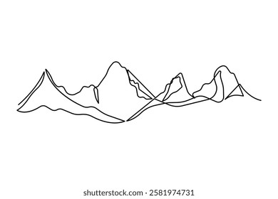 Continuous one line art drawing of mount vector illustration design