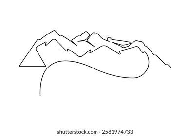 Continuous one line art drawing of mount vector illustration design