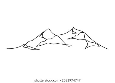 Continuous one line art drawing of mount vector illustration design