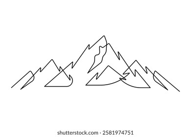 Continuous one line art drawing of mount vector illustration design