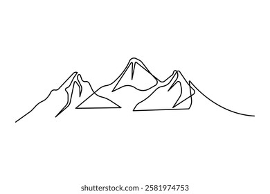 Continuous one line art drawing of mount vector illustration design