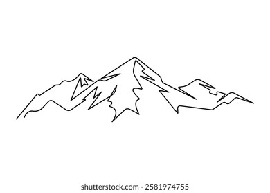 Continuous one line art drawing of mount vector illustration design