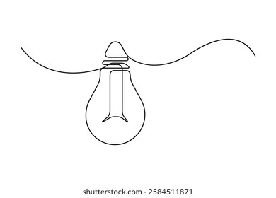 Continuous one line art drawing of electric light bulb vector illustration