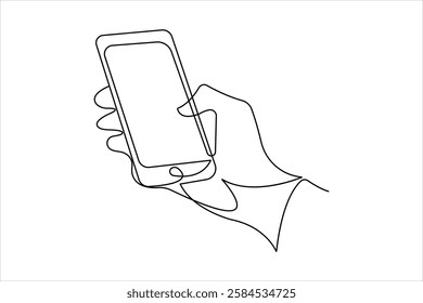 Continuous one line art drawing of Mobile phone modern technology design vector illustration