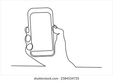 Continuous one line art drawing of Mobile phone modern technology design vector illustration