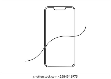 Continuous one line art drawing of smartphone. Mobile phone touch screen gadget modern technology design vector illustration