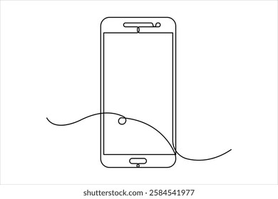 Continuous one line art drawing of smartphone. Mobile phone touch screen gadget modern technology design vector illustration