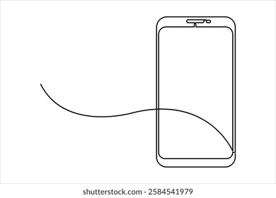 Continuous one line art drawing of smartphone. Mobile phone touch screen gadget modern technology design vector illustration