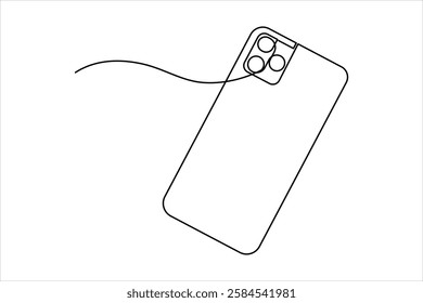 Continuous one line art drawing of smartphone. Mobile phone touch screen gadget modern technology design vector illustration