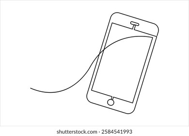 Continuous one line art drawing of smartphone. Mobile phone touch screen gadget modern technology design vector illustration
