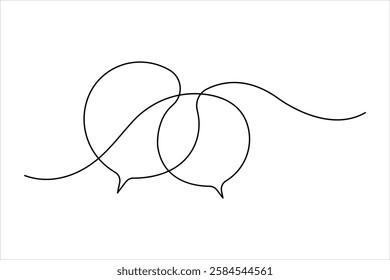 Continuous one line art drawing of speech bubble square shaped chat cloud and thought dialogue icon