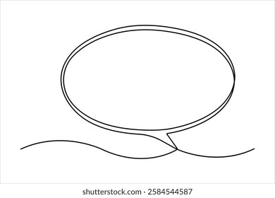 Continuous one line art drawing of speech bubble square shaped chat cloud and thought dialogue icon