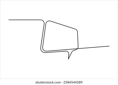 Continuous one line art drawing of speech bubble square shaped chat cloud and thought dialogue icon