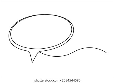 Continuous one line art drawing of speech bubble square shaped chat cloud and thought dialogue icon