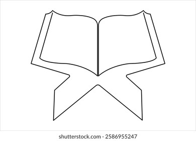 Continuous one line art drawing of open Quran Ramadan concept vector illustration