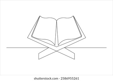 Continuous one line art drawing of open Quran Ramadan concept vector illustration