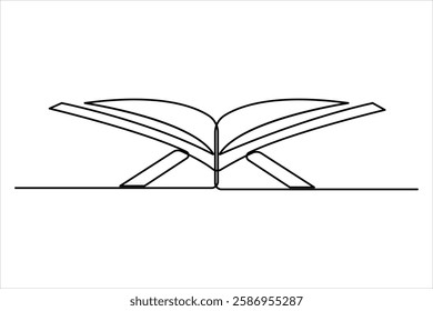 Continuous one line art drawing of open Quran Ramadan concept vector illustration