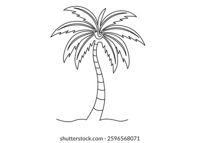 Continuous one line art drawing of palm tree vector illustration design