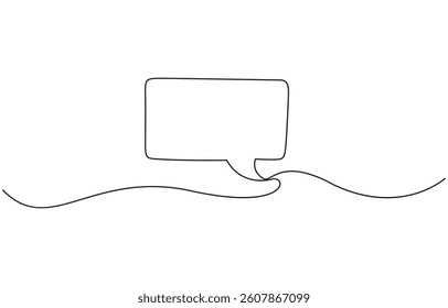 Continuous one line art drawing of speech bubble, Continuous single line drawing of speech bubble, Black and white graphics vector of message symbol.
