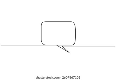 Continuous one line art drawing of speech bubble, Continuous single line drawing of speech bubble, Black and white graphics vector of message symbol.