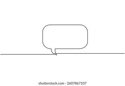 Continuous one line art drawing of speech bubble, Continuous single line drawing of speech bubble, Black and white graphics vector of message symbol.