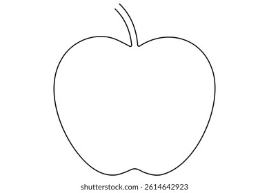Continuous one line art drawing apple outline vector art illustration
