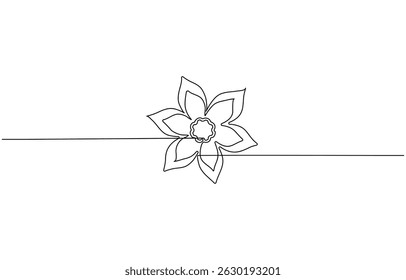 Continuous one line art drawing of beauty jasmine flower, One continuous line drawing, Continuous one line drawing of beauty jasmine flower for garden logo identity.