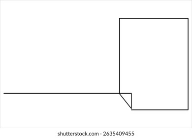 Desenho contínuo de uma arte de uma linha de papel de documento com ilustração de vetor de canto dobrado
