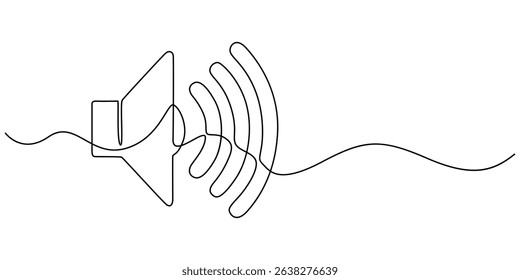 Continuous one line art drawing of speaker Sound volume linear icon, Volume Webpage User Interface Icon In Thin Line Style,  public horn speaker continuous one line, Continuous one line drawing of pro