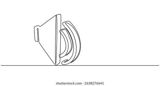 Continuous one line art drawing of speaker Sound volume linear icon, Volume Webpage User Interface Icon In Thin Line Style,  public horn speaker continuous one line, Continuous one line drawing of pro