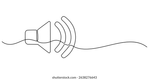 Continuous one line art drawing of speaker Sound volume linear icon, Volume Webpage User Interface Icon In Thin Line Style,  public horn speaker continuous one line, Continuous one line drawing of pro