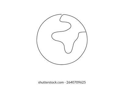 Continuous one line art drawing of earth planet, Globe, geography vector outline,  Single-line drawing of the Earth. Globe in one line style. Vector illustration.