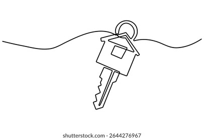 Continuous one line art drawing symbol of house keys, Real Estate Line Icon Vector Design, Continuous One Line Drawing Real Estate Icons Concept. Single Line Vector Illustration, 