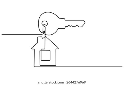 Continuous one line art drawing symbol of house keys, Real Estate Line Icon Vector Design, Continuous One Line Drawing Real Estate Icons Concept. Single Line Vector Illustration, 