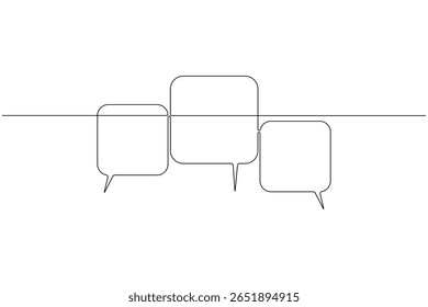 contínuo uma linha arte desenho balão bolha quadrado em forma minimalista de linha única mensagem única chat e caixa de diálogo vetor ilustração.