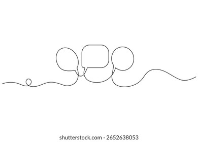 Continuous one line art drawing speech bubble square shape minimalist single line unique message chat and dialogue box vector illustration.