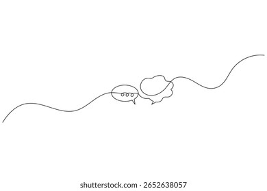 Continuous one line art drawing speech bubble square shape minimalist single line unique message chat and dialogue box vector illustration.