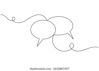 Continuous one line art drawing speech bubble square shape minimalist single line unique message chat and dialogue box vector illustration.