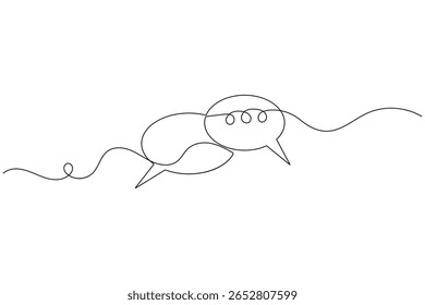 Continuous one line art drawing speech bubble square shape minimalist single line unique message chat and dialogue box vector illustration.