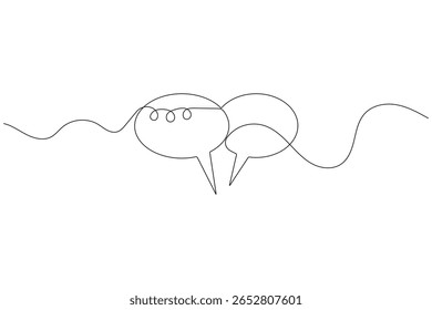 Continuous one line art drawing speech bubble square shape minimalist single line unique message chat and dialogue box vector illustration.